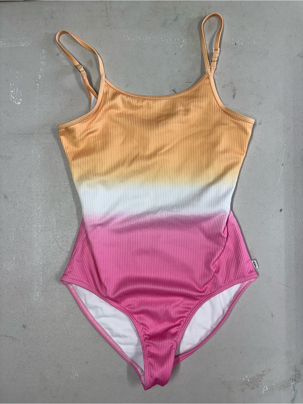 Abercrombie & Fitch Girls Ombre One-Piece Swimsuit in Peach, White & Pink